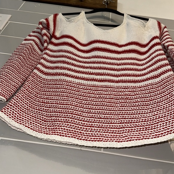 Peek-A-Boo Shoulder Striped Sweater - Picture 6 of 14